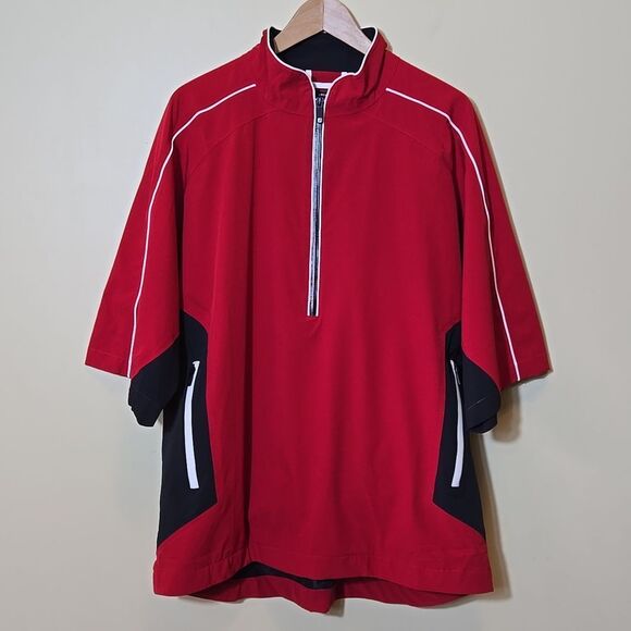 Footjoy FJ Dryjoys Golf 1/4 Zip Pullover Wind Jacket Mens L Short Sleeve - Picture 2 of 16